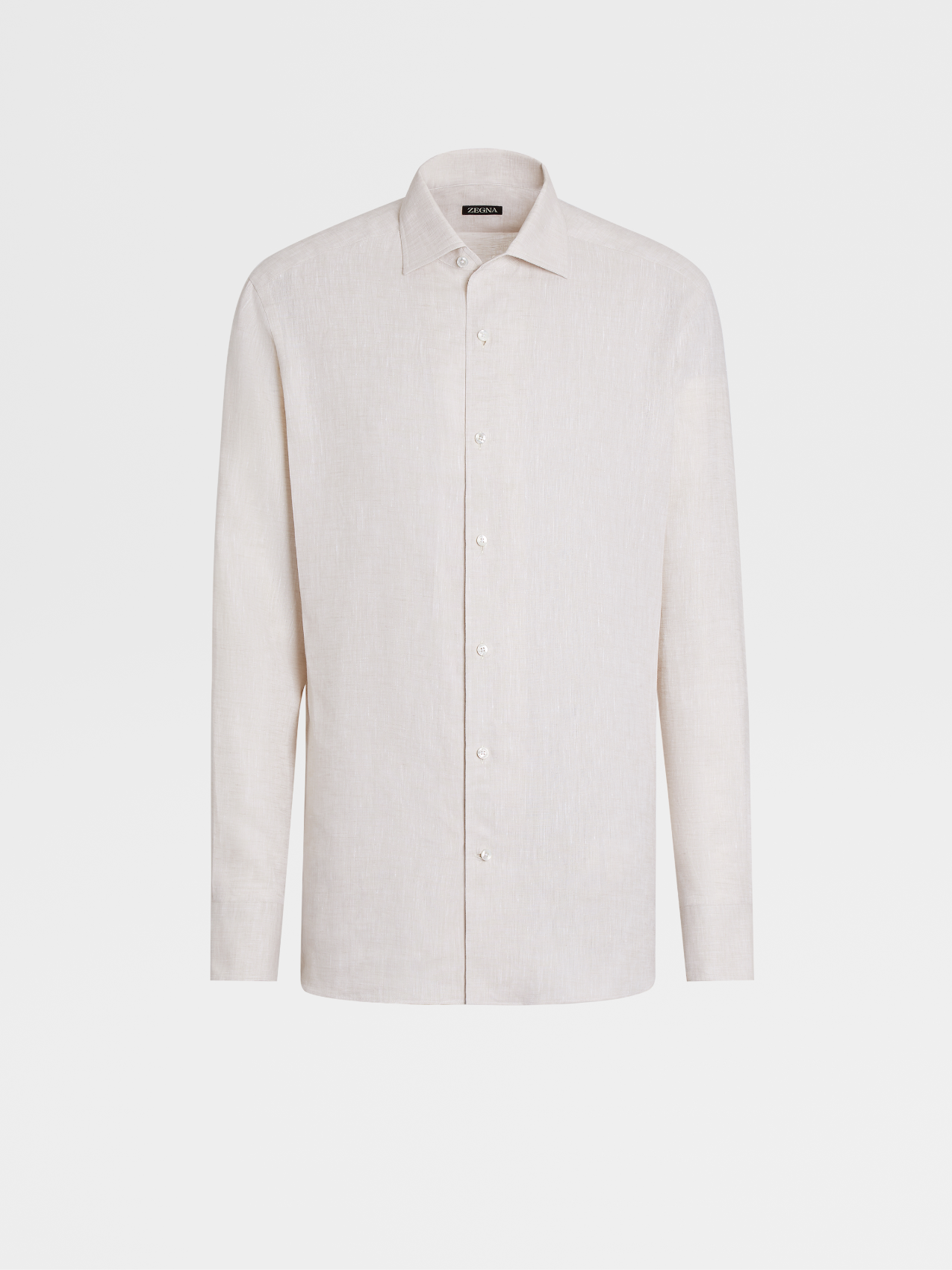 Off White Pure Linen Long-sleeve Shirt
